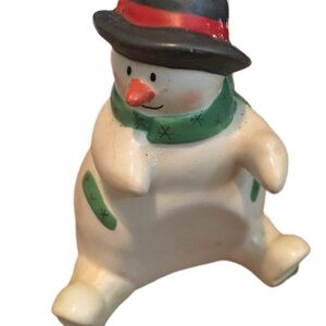 Festive Snowman Figurine with Green Scarf